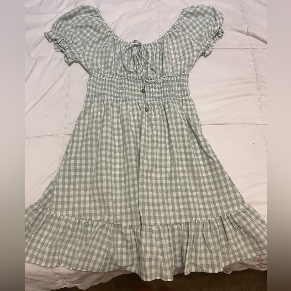 Green checkered sundress! Size medium